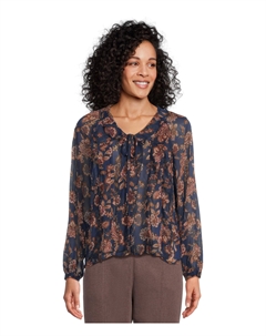 Топ Long Sleeve V-Neck with Centerfront Ruffle, цвет Deep Sky Vince camuto