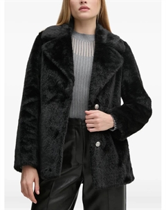 Шуба из искусственного меха с заостренными лацканами, черный Guess usa