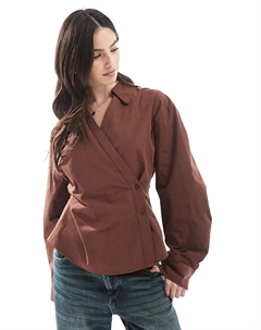 Рубашка с рукавами-коконами коричневого цвета Asos design