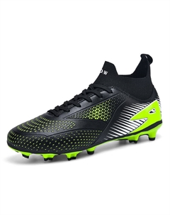 Футбольные бутсы для детей и подростков с амортизацией ударов и износостойкостью, черный/зеленый D&w