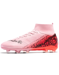 Футбольные бутсы детские с высоким верхом, устойчивые к истиранию, для подростков, розовый Qiutexiong