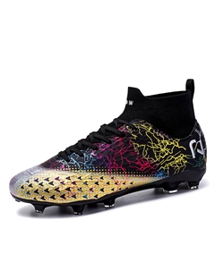 Футбольные бутсы для детей и подростков среднего размера с противоскользящей амортизацией, противоударными и износостойкими подошвами, черный/золотой D&w