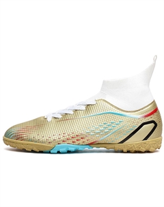 Футбольные бутсы детские с высоким верхом, устойчивые к износу и скольжению, для подростков, белый Qiutexiong