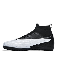 Футбольные бутсы детские с высоким верхом, устойчивые к износу и скольжению, для подростков, черный/белый Qiutexiong