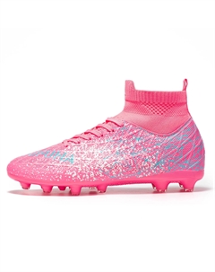 Дышащие влагоотводящие высокие детские футбольные бутсы для подростков, розовый Kung fu partners