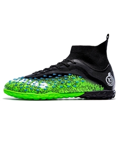 Футбольные бутсы для детей и подростков с противоскользящим покрытием, износостойкие, легкие, амортизирующие, с высоким верхом, черный/зеленый Qiutexiong