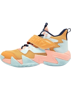 Детские баскетбольные кроссовки с противоскользящей подошвой и амортизаторами средней высоты, оранжевый/розовый Qiaodan
