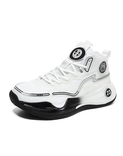 Баскетбольные кроссовки для детей и подростков с амортизацией, износостойкими, дышащими и высокими подошвами., белый/черный Yi jiabao