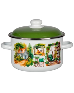 Кастрюля 4,0л цилиндрическая Лето на даче Стальэмаль