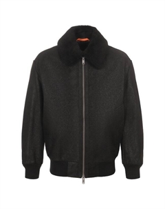 Кожаный бомбер с воротником из овчины Boss orange