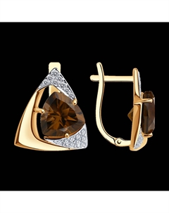 Серьги из золота с раухтопазами и фианитами Sokolov