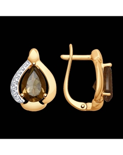 Серьги из золочёного серебра с раухтопазами и фианитами Sokolov