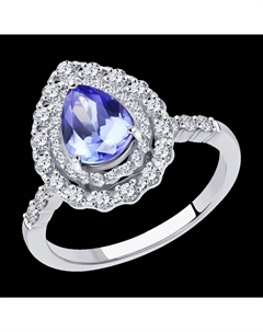 Кольцо из белого золота с бриллиантами и танзанитом Sokolov
