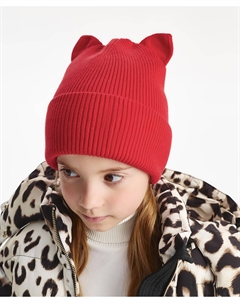Шапка вязаная с ушками для девочки красная Gulliver