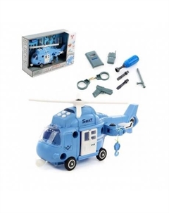 Конструктор "Вертолет S.w.a.T." (свет,звук) в коробке 3 отвертки;открываются кабина,дверь;подъем крючком;аксессуар No name