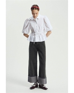 Джинсы с широкими брючинами и отворотами Nume