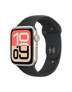 Умные часы Apple Watch SE 3, 2025 (GPS), 44 мм, Starlight Aluminum Case/Black Sport Band - S/M