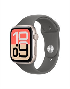 Умные часы Apple Watch SE 3, 2025 (GPS), 44 мм, Starlight Aluminum Case/Stone Gray Sport Band - M/L