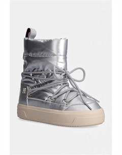 Снежные ботинки на шнуровке LACE-UP METALLIC SNOWBOOT, серебряный Tommy hilfiger