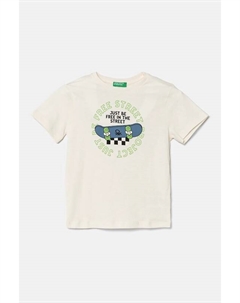 Детская хлопковая футболка, бежевый United colors of benetton