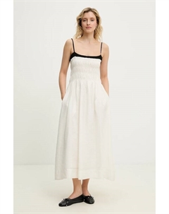 Платье с льняной тканью, белый Answear lab