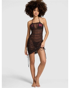 Платье миди с сетчатой отделкой и сборками, цвет leopard Pink swim