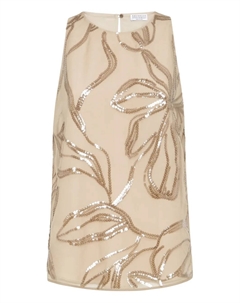 Топ с цветочными пайетками, нейтральный Brunello cucinelli