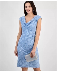 Платье-футляр из кружева с пайетками, синий Connected