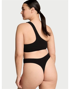 Плавки-Стринги с мятой отделкой, черный Victoria's secret swim