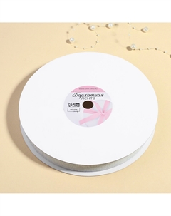 Лента бархатная, с серебряным люрексом, 20 мм, 18±1 м, белая №01 Арт узор