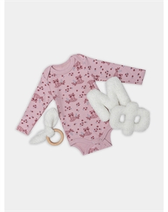 Боди детское розовое с узором еноты Mark formelle
