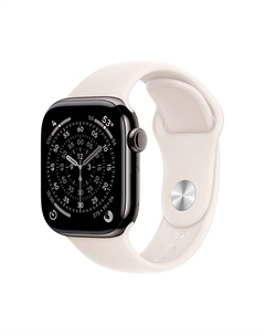 Умные часы Apple Watch Series 11 (GPS+Cellular), 42 мм, Slate Titanium Case/Starlight Sport Band - M/L