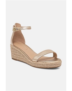 Кожаные сандалии TH Metallic Mid Wedge Espadrille, золотой Tommy hilfiger