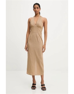 Платье с льняной тканью, коричневый Answear lab