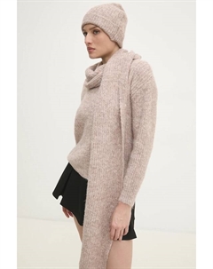 Свитер с шерстью + шарф и шапка, бежевый Answear lab