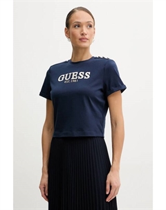 Хлопковая футболка, темно-синий Guess