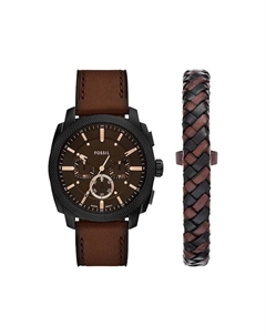Часы и браслет MACHINE, коричневый Fossil