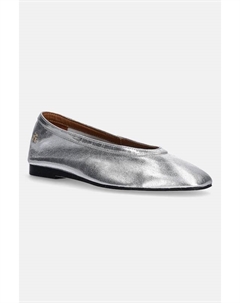 Кожаные балетки Soft Metal Lthr Ballerina No Bow, серебряный Tommy hilfiger