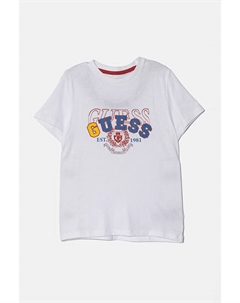 Детская хлопковая футболка, белый Guess