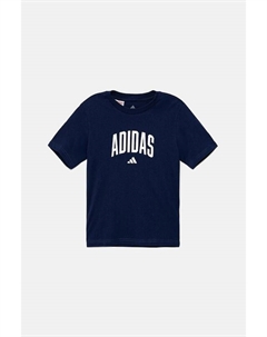 Детская хлопковая футболка, темно-синий Adidas