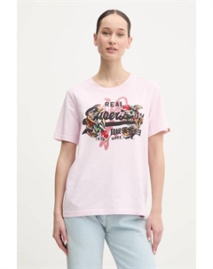 Хлопковая футболка, розовый Superdry