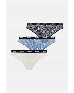 Три пары стрингов, темно-синий Hugo