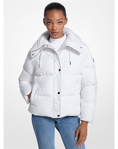 Стеганый пуховик с фирменным логотипом, белый Michael kors