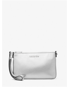 Маленький металлический клатч-кошелек Jet Set на запястье, серебряный Michael kors
