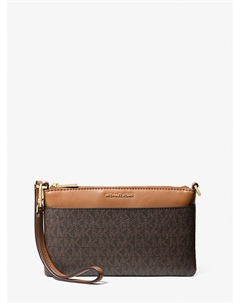 Средний клатч-кошелек Jet Set на запястье с фирменным логотипом, Brn/Acorn Michael kors