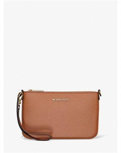 Маленький кожаный клатч Jet Set из зернистой кожи, трансформируемый, коричневый Michael kors