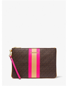 Большой клатч с полосами и логотипом на молнии, Wild Berry Multi Michael kors