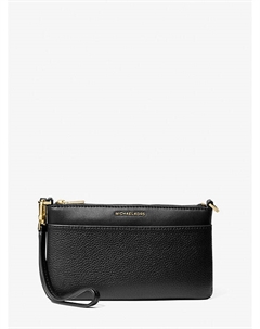 Средний клатч-кошелек Jet Set из зернистой кожи на запястье, черный Michael kors