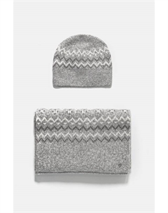 Шапка и шарф с добавлением шерсти, серый Guess