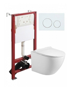 Комплект унитаза с инсталляцией ATI09150L+APB188 цвет Белый с сиденьем Микролифт и клавишей смыва цвет Белый глянцевый Agger